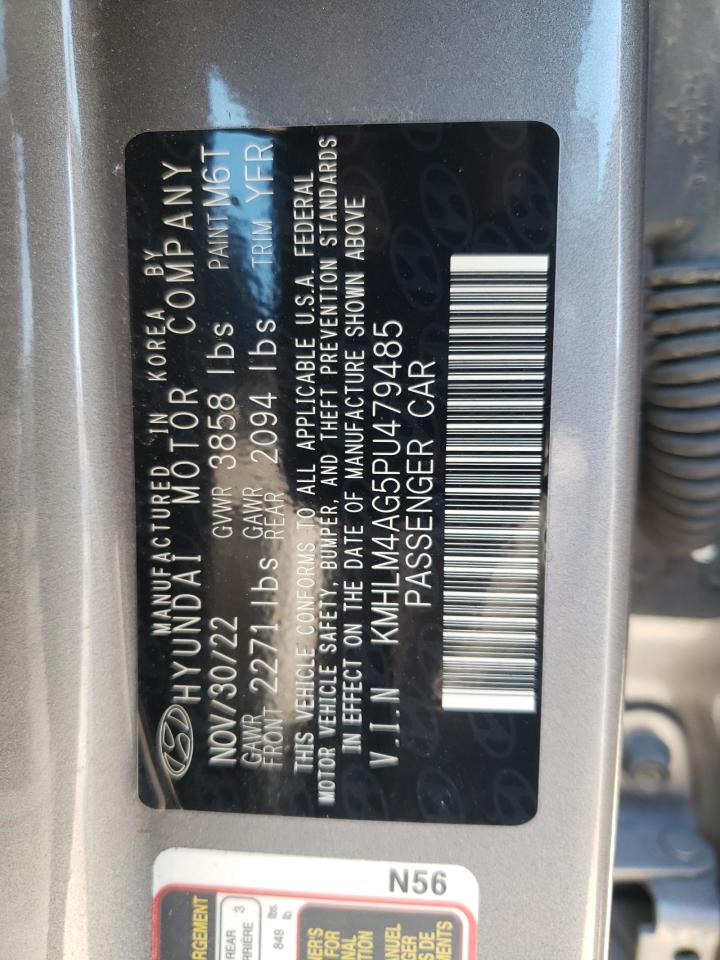 2023 HYUNDAI ELANTRA SEL VIN:KMHLM4AG5PU479485