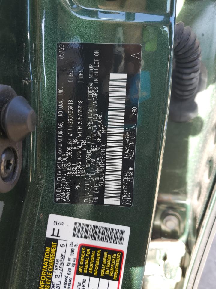 2023 TOYOTA HIGHLANDER L VIN:5TDKDRBH1PS513110