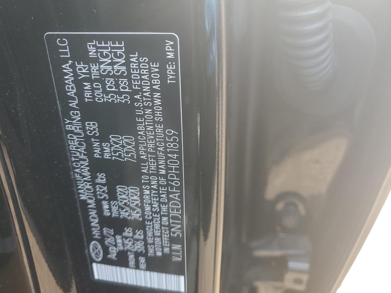 2023 HYUNDAI SANTA CRUZ LIMITED VIN:5NTJEDAF6PH041859