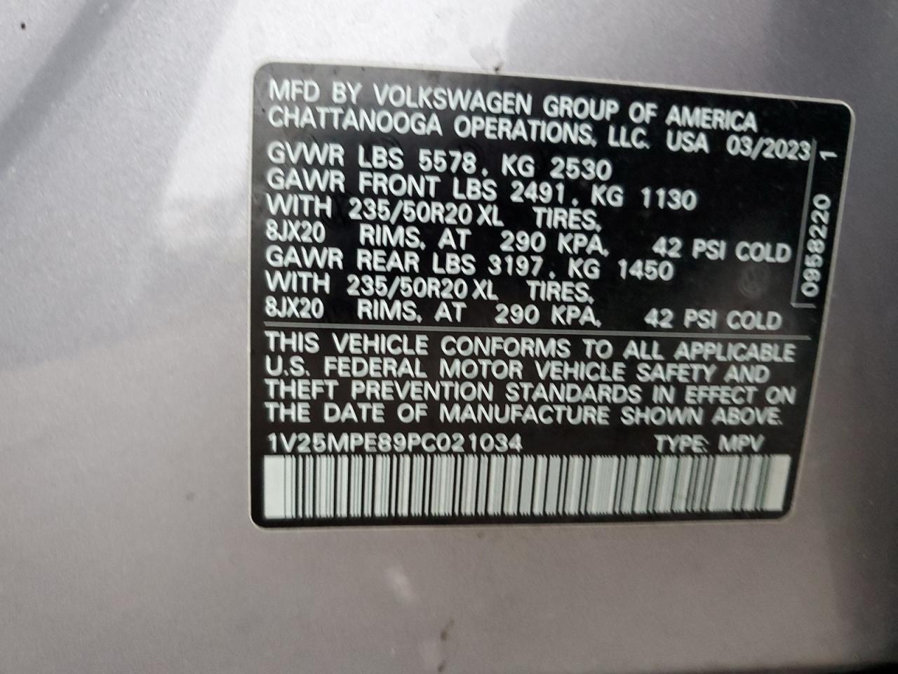 2023 VOLKSWAGEN ID.4 S VIN:1V25MPE89PC021034