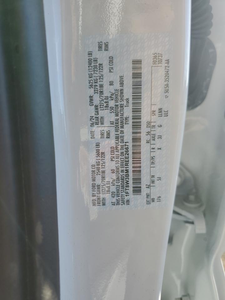 2024 FORD F350 SUPER DUTY VIN:1FT8W3BM1REE26671