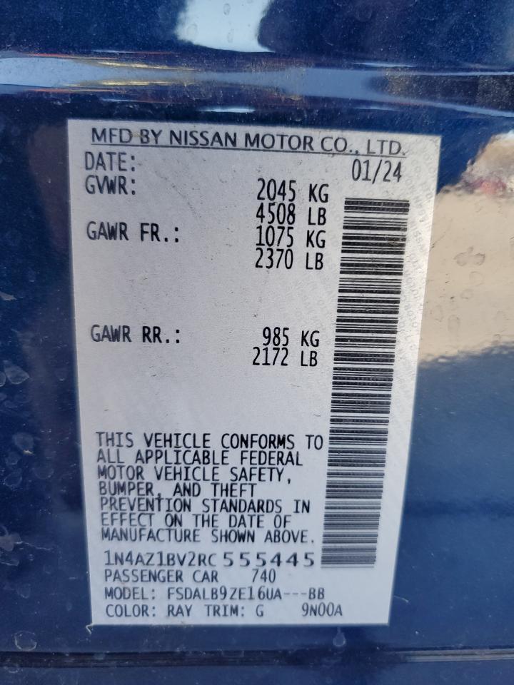 2024 NISSAN LEAF S VIN:1N4AZ1BV2RC555445