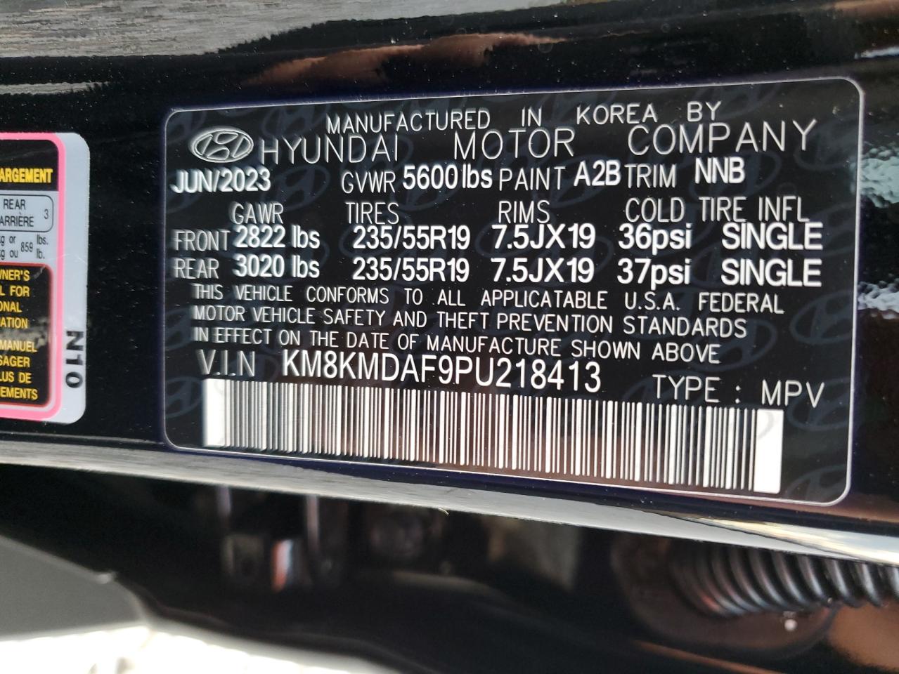 2023 HYUNDAI IONIQ 5 SE VIN:KM8KMDAF9PU218413