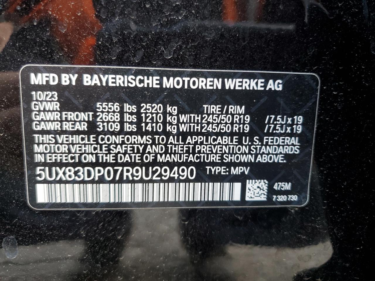 2024 BMW X3 M40I VIN:5UX83DP07R9U29490