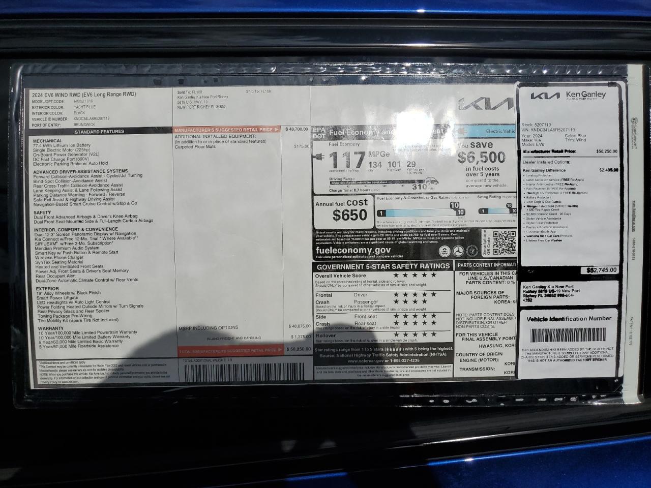 2024 KIA EV6 LIGHT VIN:KNDC34LA6R5207119