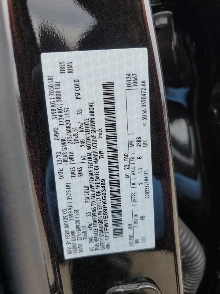 2023 FORD F150 SUPERCREW VIN:1FTFW1E89PKG03489