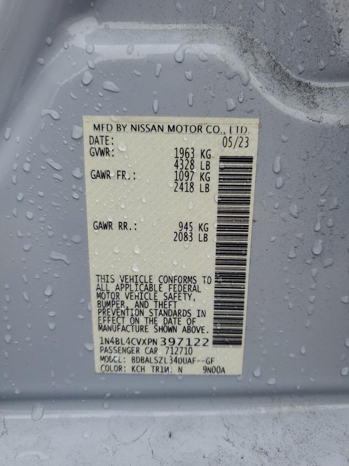 2023 NISSAN ALTIMA SR VIN:1N4BL4CVXPN397122