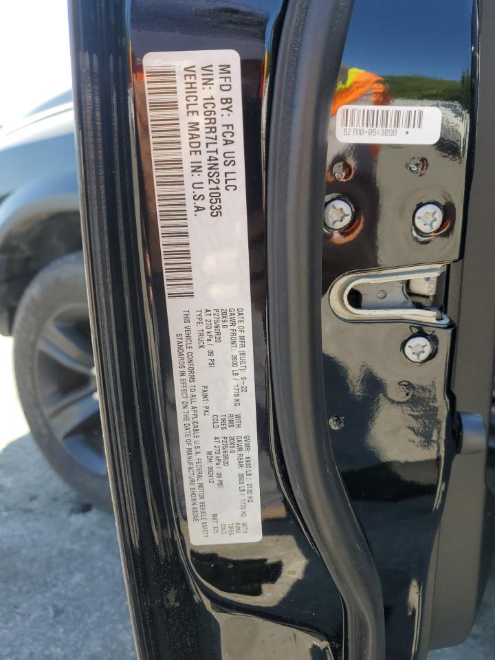 2022 RAM 1500 CLASSIC SLT VIN:1C6RR7LT4NS210535