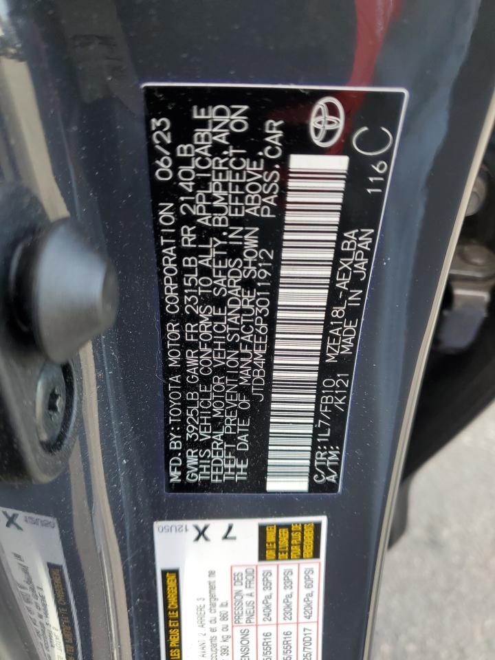 2023 TOYOTA COROLLA LE VIN:JTDB4MEE6P3011912