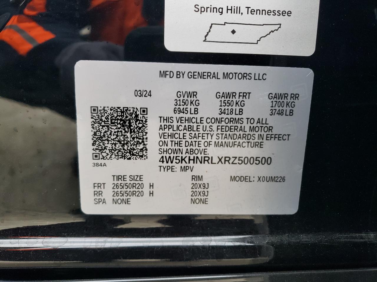 2024 ACURA ZDX A-SPEC VIN:4W5KHNRLXRZ500500