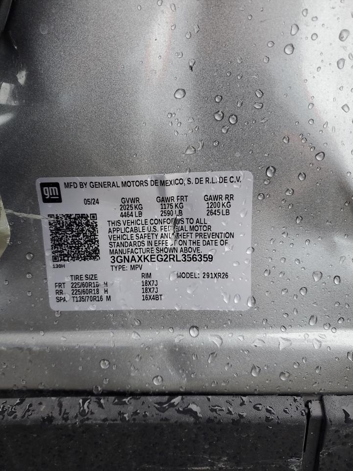 2024 CHEVROLET EQUINOX LT VIN:3GNAXKEG2RL356359