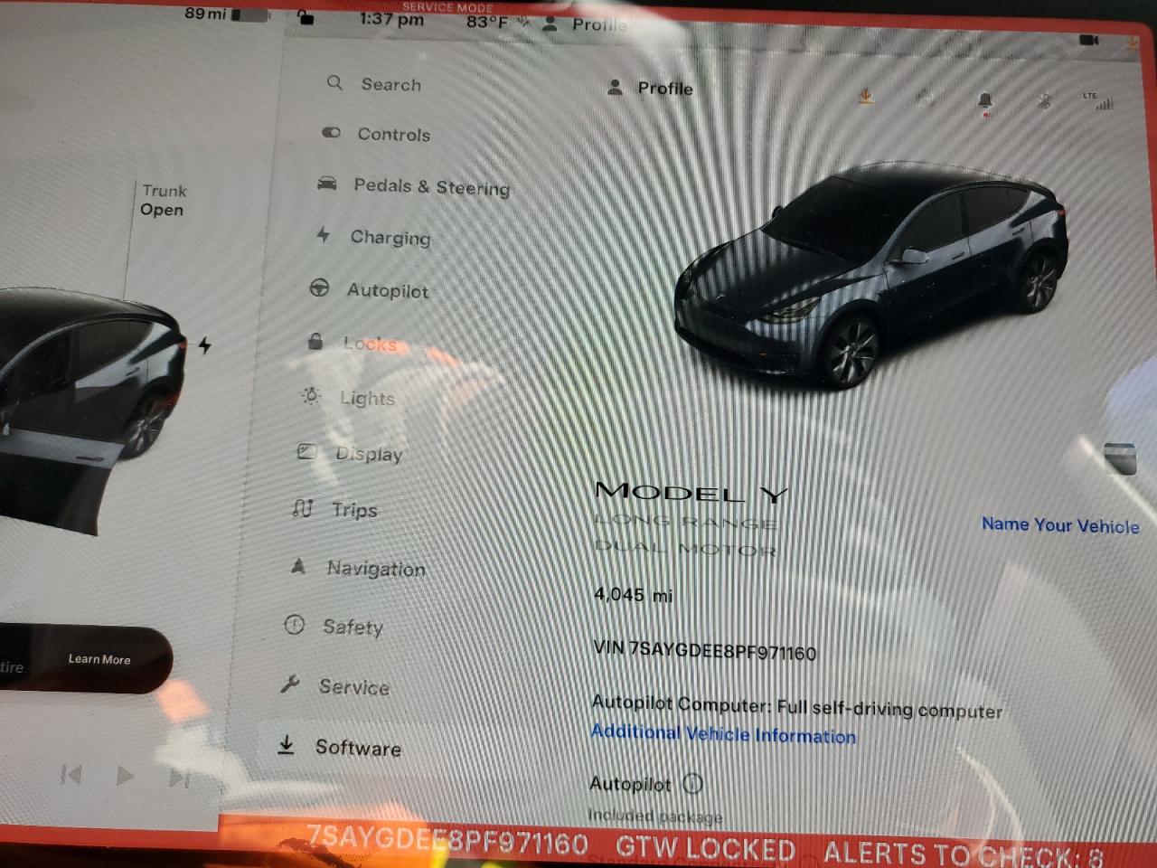 2023 TESLA MODEL Y  VIN:7SAYGDEE8PF971160