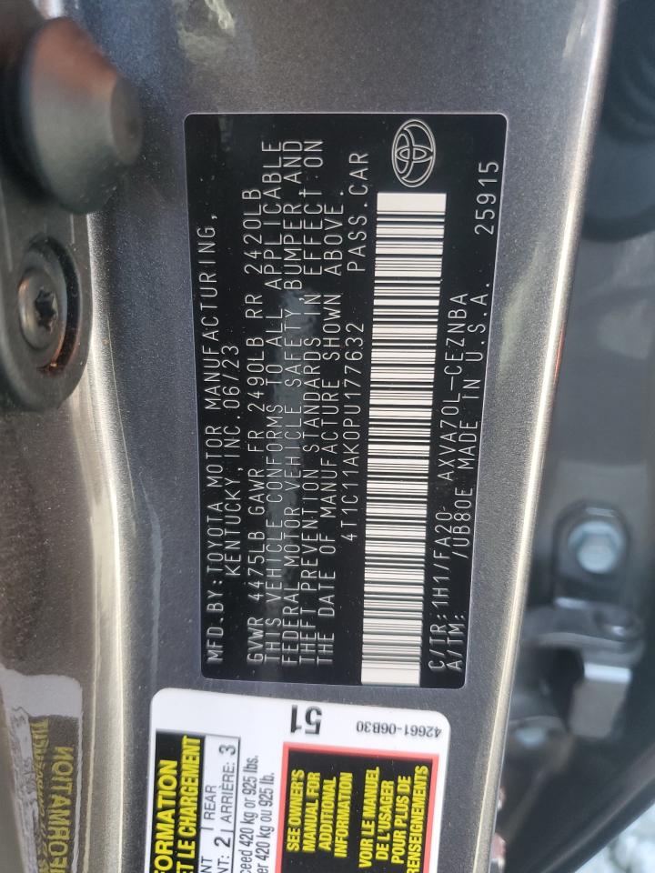 2023 TOYOTA CAMRY LE VIN:4T1C11AK0PU177632