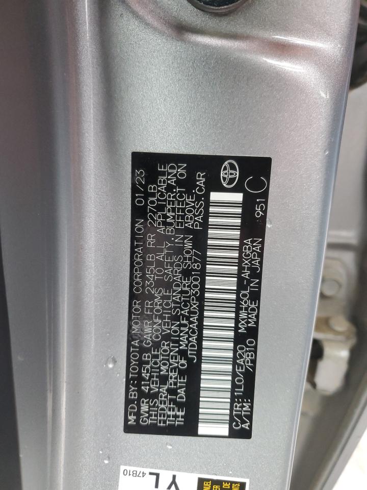 2023 TOYOTA PRIUS LE VIN:JTDACAAUXP3001877