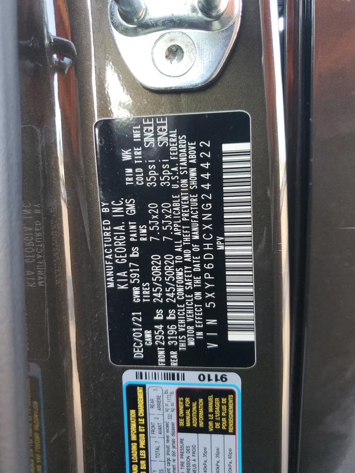 2022 KIA TELLURIDE S VIN:5XYP6DHCXNG244422