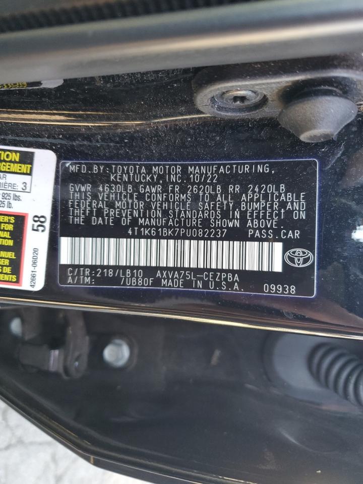 2023 TOYOTA CAMRY XSE VIN:4T1K61BK7PU082237