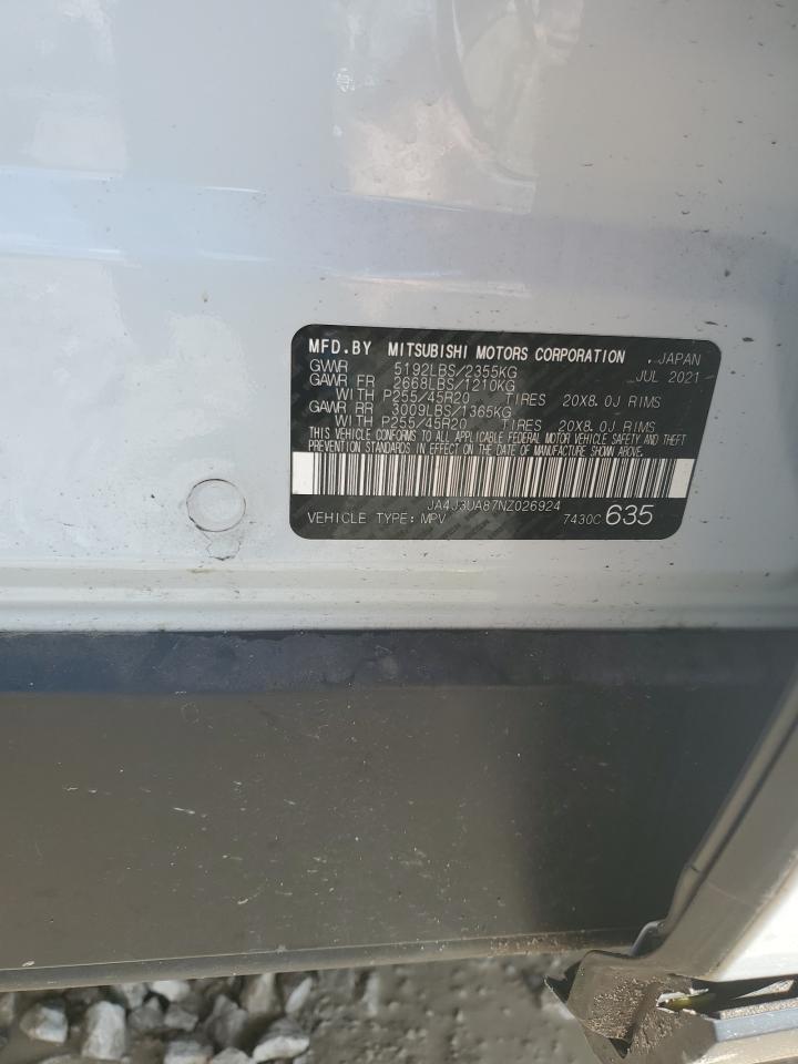 2022 MITSUBISHI OUTLANDER SE VIN:JA4J3UA87NZ026924