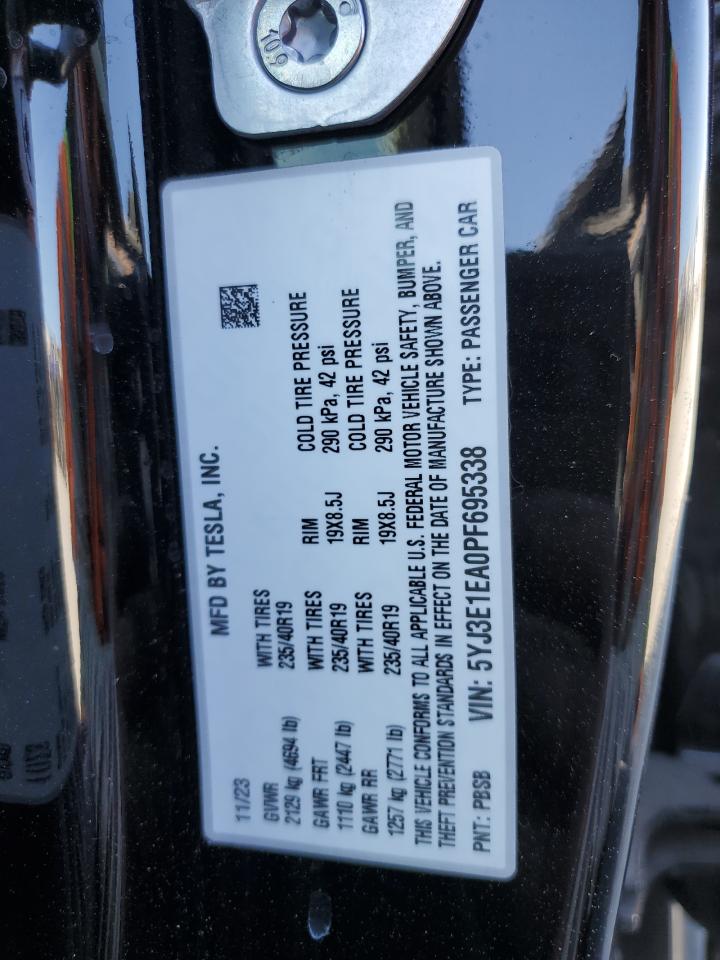 2023 TESLA MODEL 3  VIN:5YJ3E1EA0PF695338