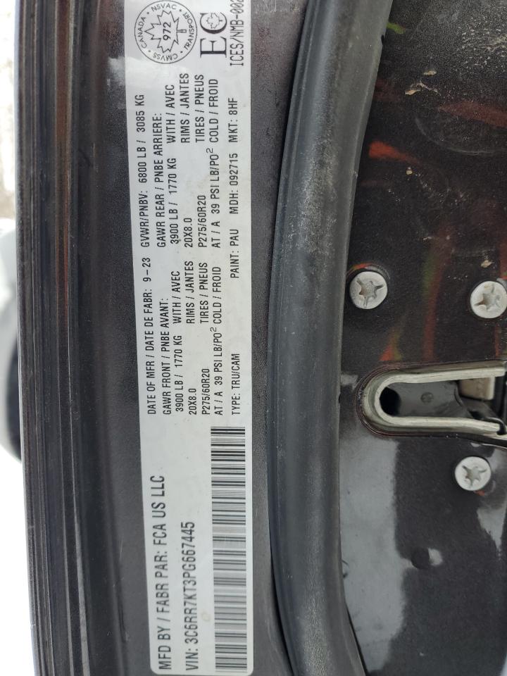 2023 RAM 1500 CLASSIC TRADESMAN VIN:3C6RR7KT3PG667445