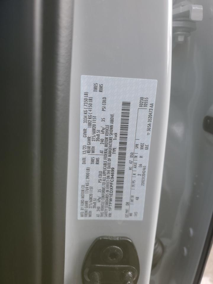 2023 FORD F150 SUPERCREW VIN:1FTFW1EDXPFC94699