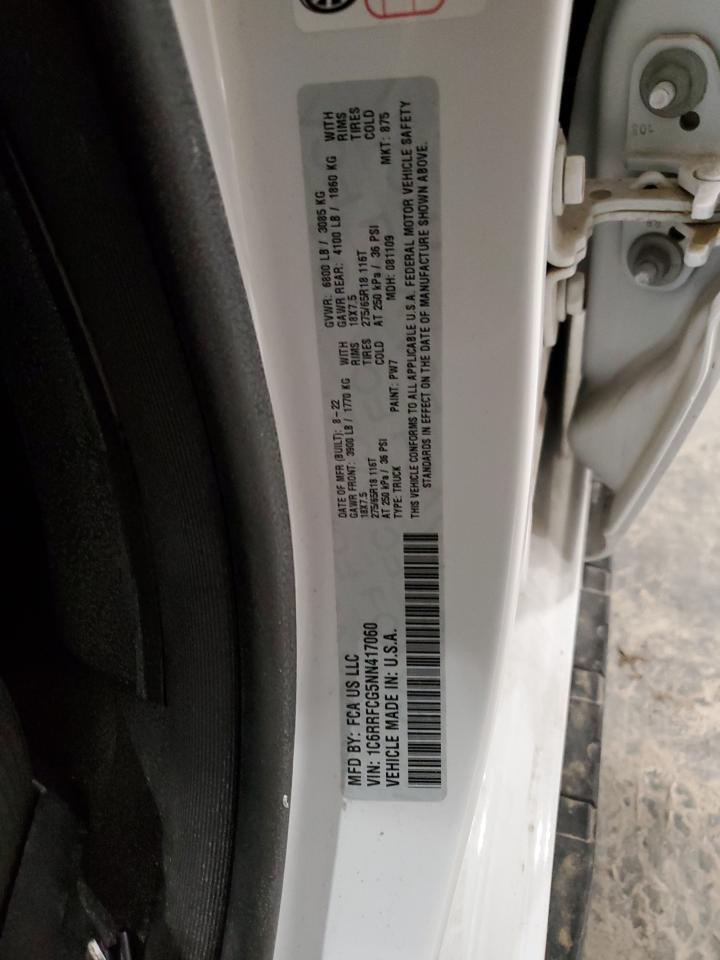 2022 RAM 1500 TRADESMAN VIN:1C6RRFCG5NN417060