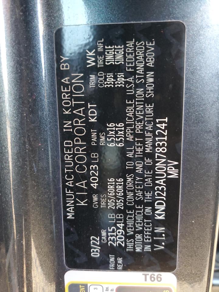 2022 KIA SOUL LX VIN:KNDJ23AU0N7831241