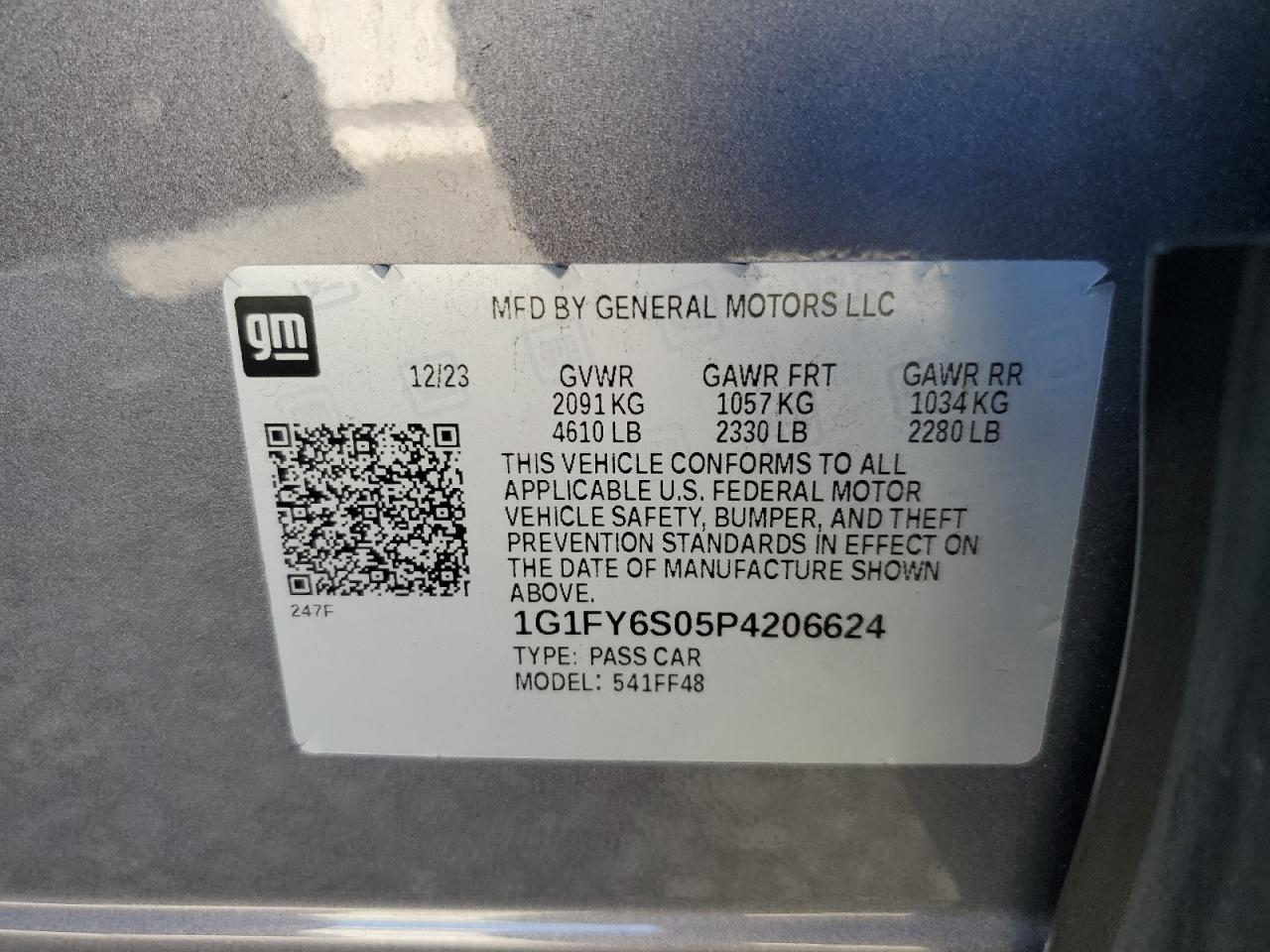 2023 CHEVROLET BOLT EUV LT VIN:1G1FY6S05P4206624