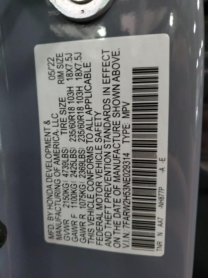 2022 HONDA CR-V EX VIN:7FARW2H53NE029314