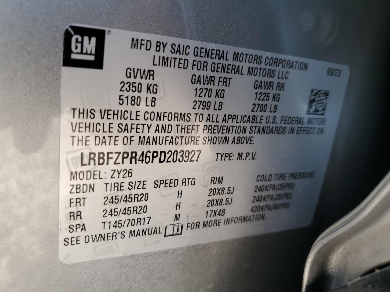 2023 BUICK ENVISION ESSENCE VIN:LRBFZPR46PD203927