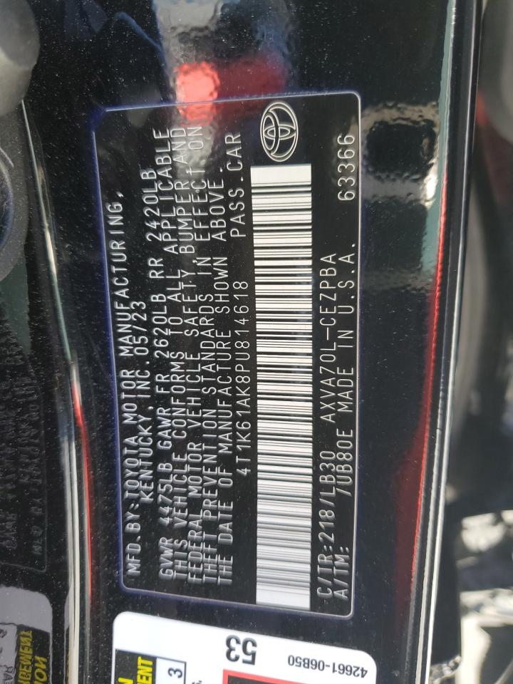 2023 TOYOTA CAMRY XSE VIN:4T1K61AK8PU814618