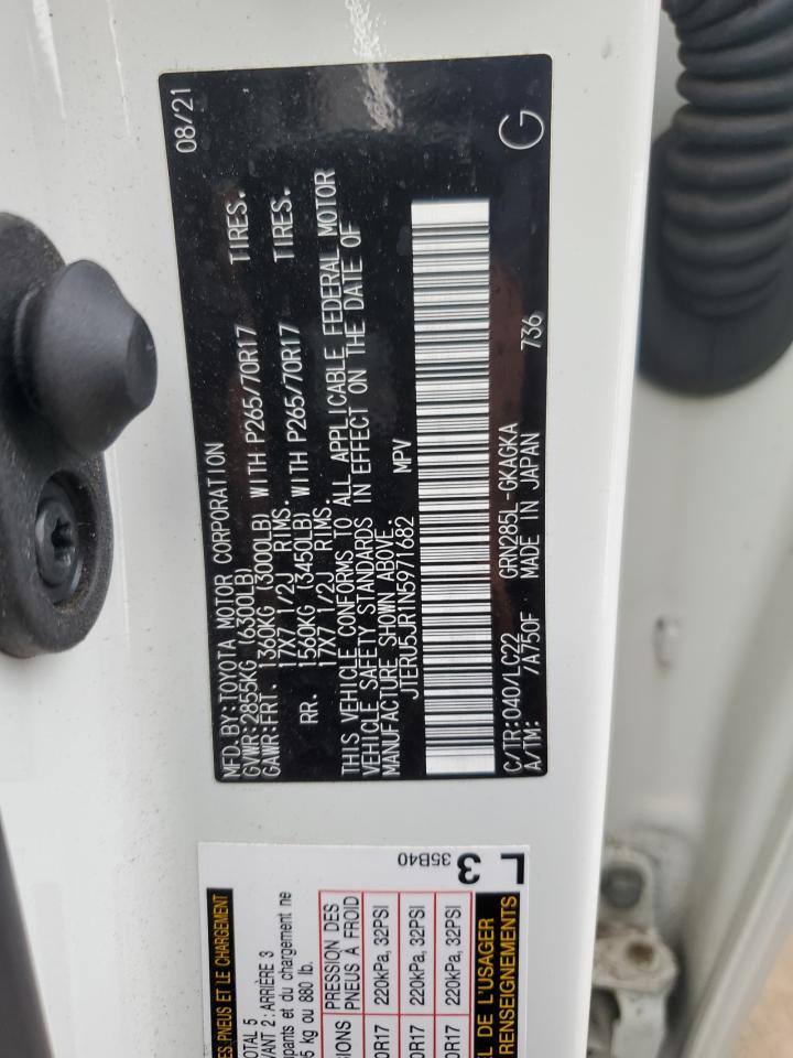 2022 TOYOTA 4RUNNER SR5 PREMIUM VIN:JTERU5JR1N5971682