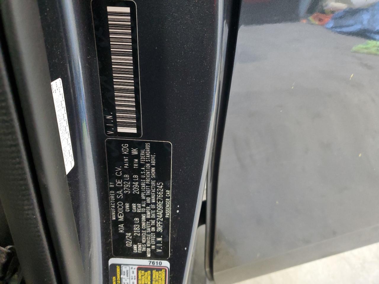 2024 KIA FORTE LX VIN:3KPF24AD9RE766245