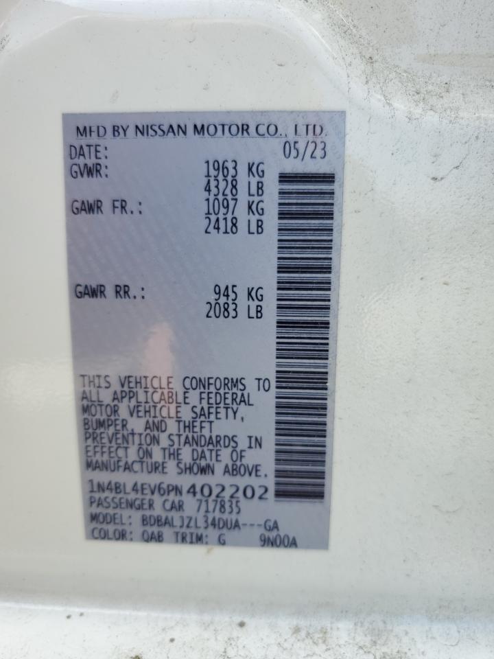 2023 NISSAN ALTIMA SL VIN:1N4BL4EV6PN402202