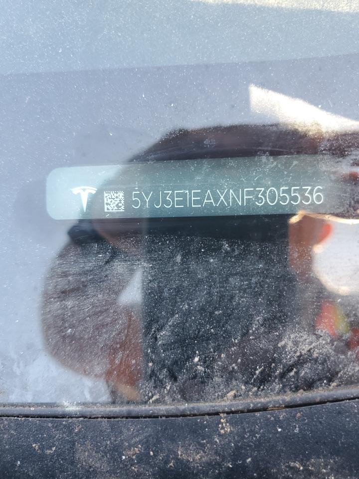 2022 TESLA MODEL 3  VIN:5YJ3E1EAXNF305536
