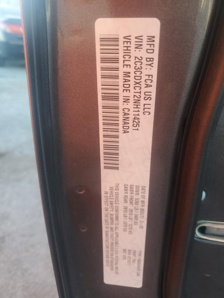 2022 DODGE CHARGER R/T VIN:2C3CDXCT2NH114251