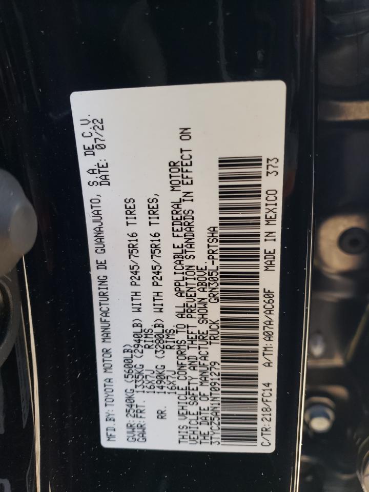 2022 TOYOTA TACOMA DOUBLE CAB VIN:3TYCZ5AN1NT091279