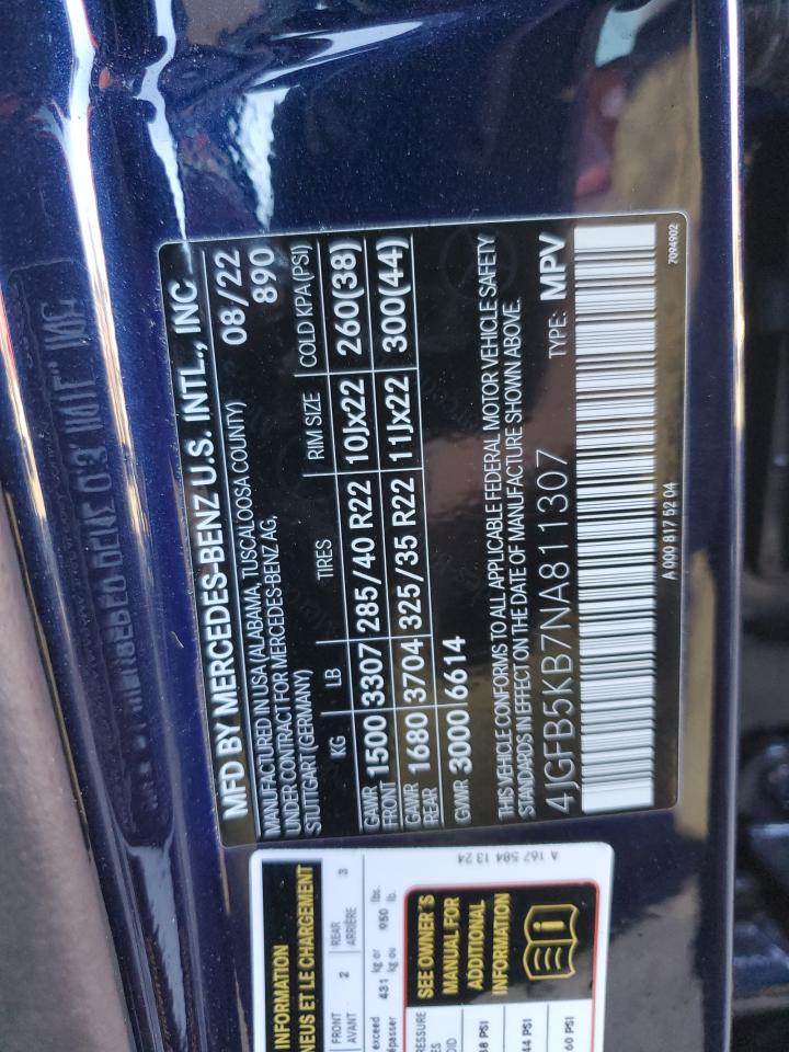 2022 MERCEDES-BENZ GLE 450 4MATIC VIN:4JGFB5KB7NA811307