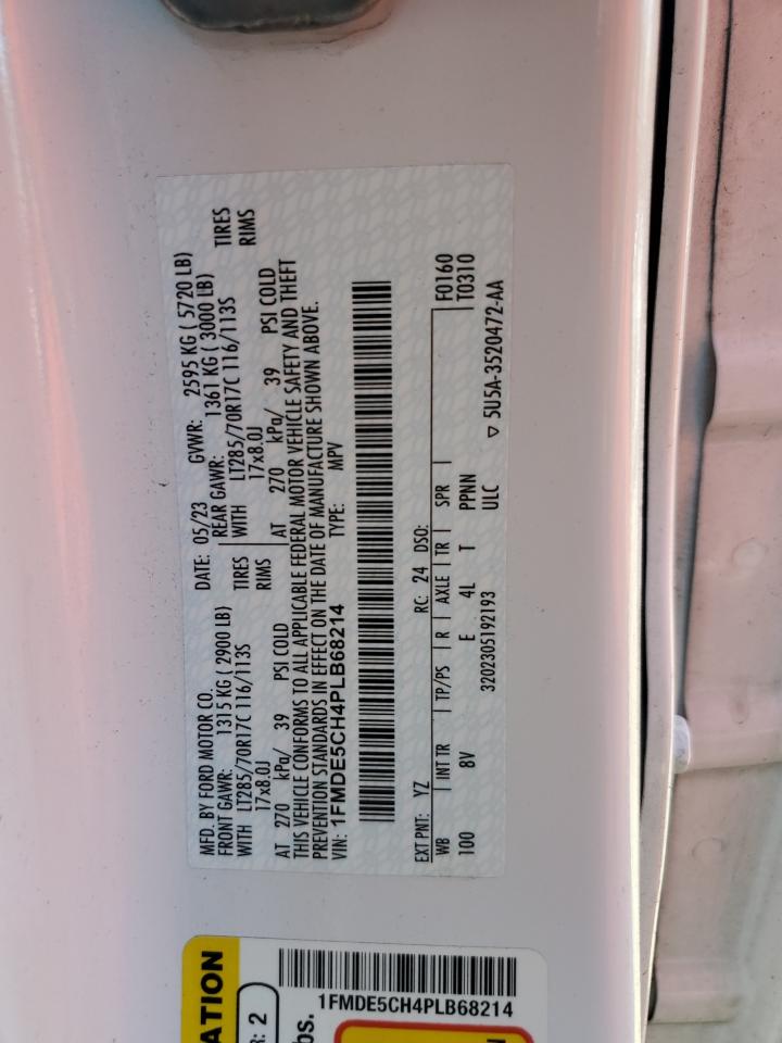 2023 FORD BRONCO BASE VIN:1FMDE5CH4PLB68214