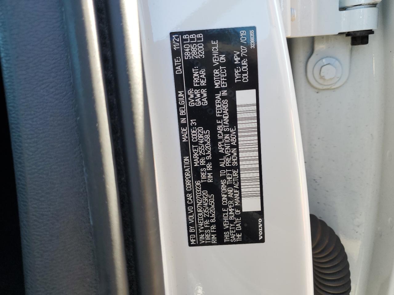 2022 VOLVO XC40 P8 RECHARGE PLUS VIN:YV4ED3UR7N2703236