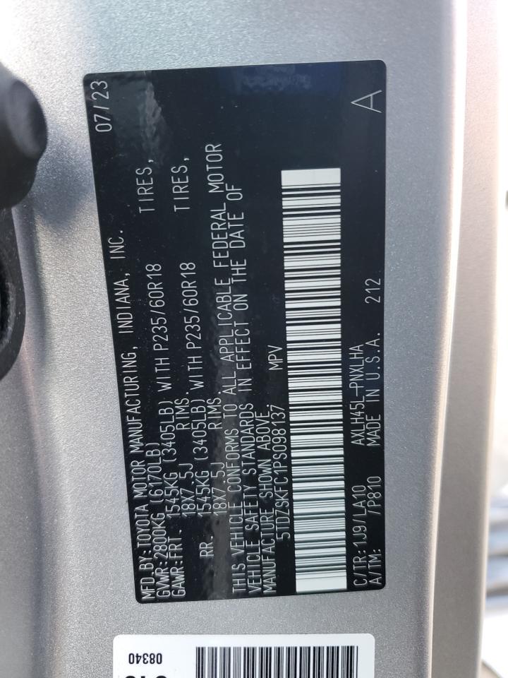 2023 TOYOTA SIENNA LIMITED VIN:5TDZSKFC1PS098137