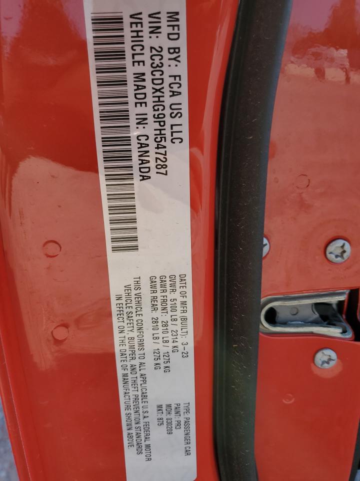 2023 DODGE CHARGER GT VIN:2C3CDXHG9PH547287