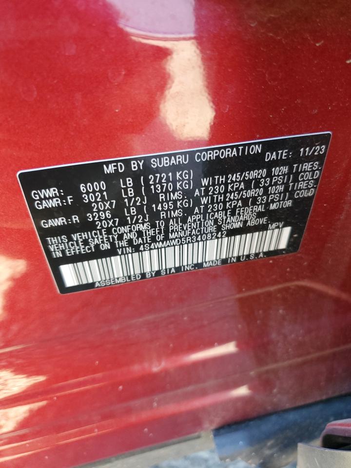 2024 SUBARU ASCENT TOURING VIN:4S4WMAWD5R3408242