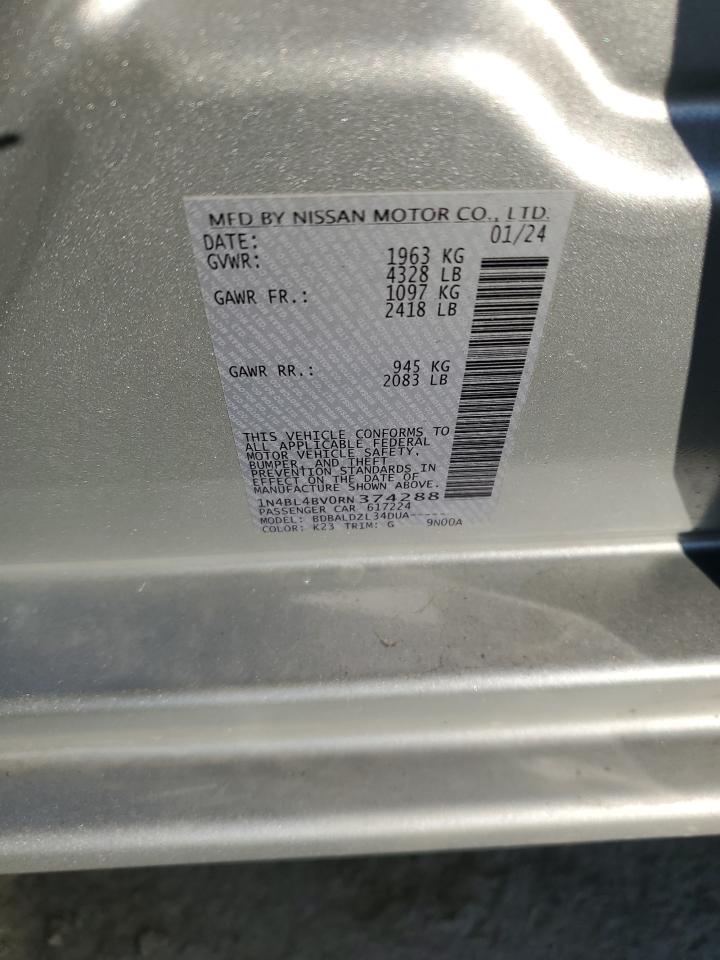2024 NISSAN ALTIMA S VIN:1N4BL4BV0RN374288