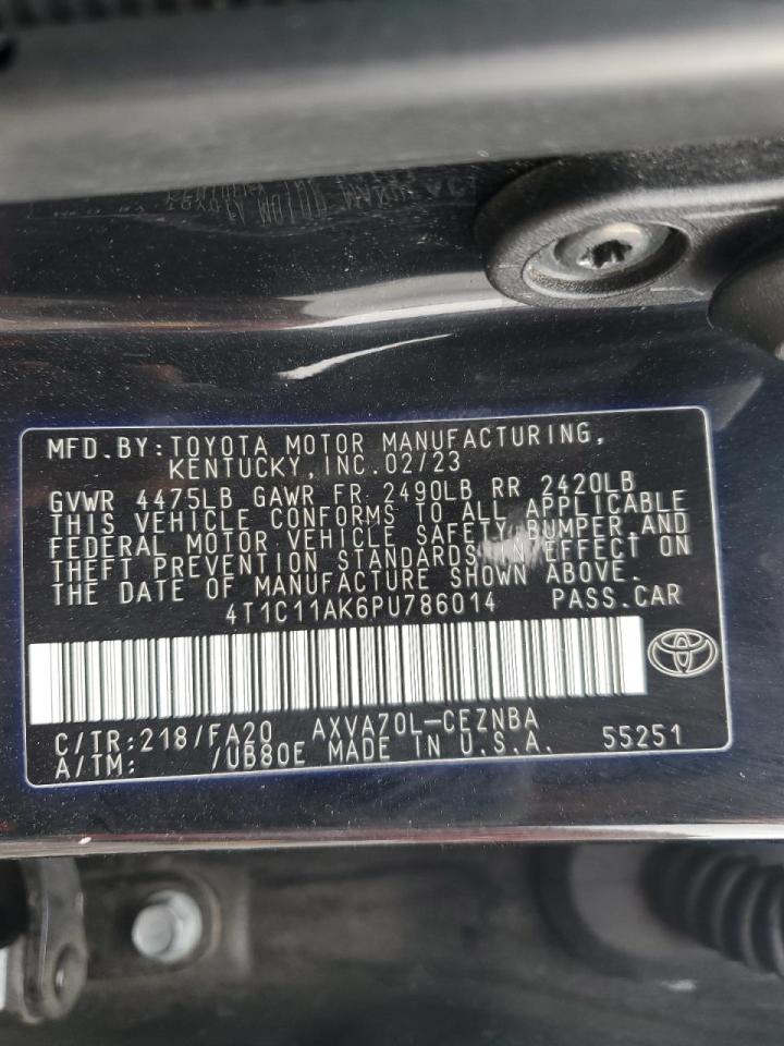 2023 TOYOTA CAMRY LE VIN:4T1C11AK6PU786014