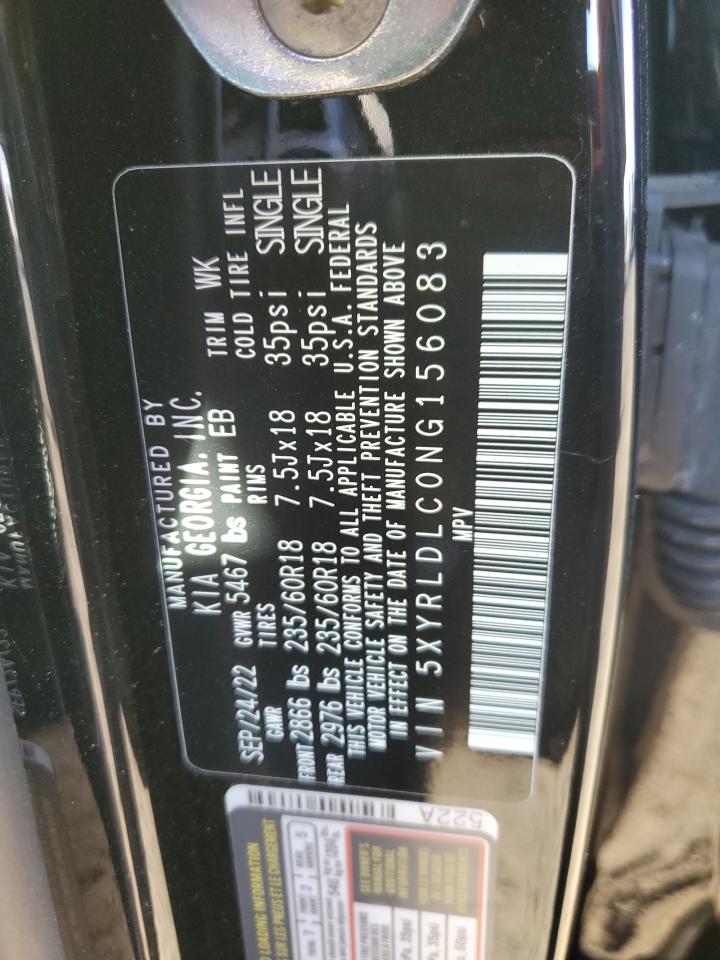 2022 KIA SORENTO S VIN:5XYRLDLC0NG156083