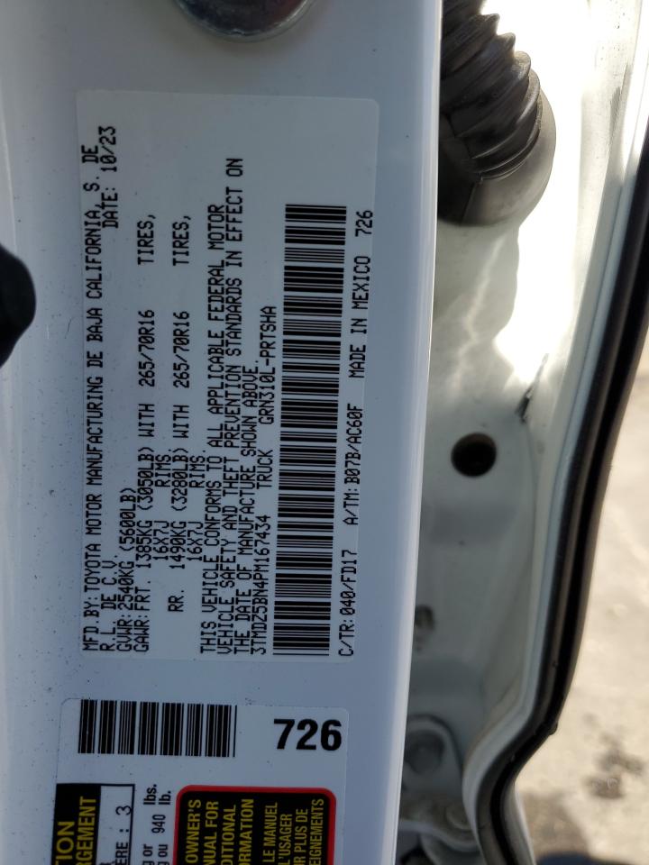 2023 TOYOTA TACOMA DOUBLE CAB VIN:3TMDZ5BN4PM167434