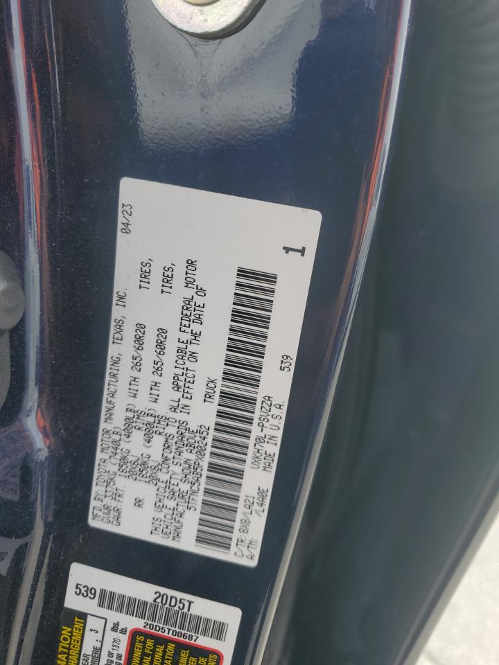 2023 TOYOTA TUNDRA CREWMAX PLATINUM VIN:5TFNC5AB5PX002452