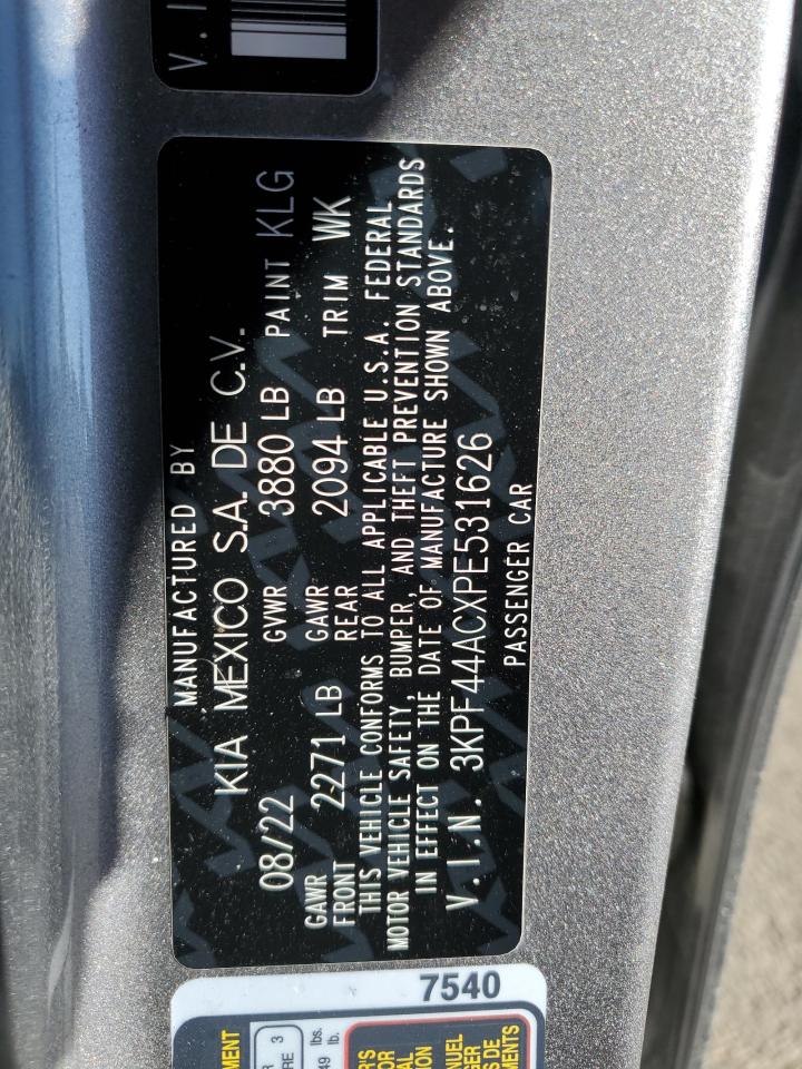 2023 KIA FORTE GT VIN:3KPF44ACXPE531626