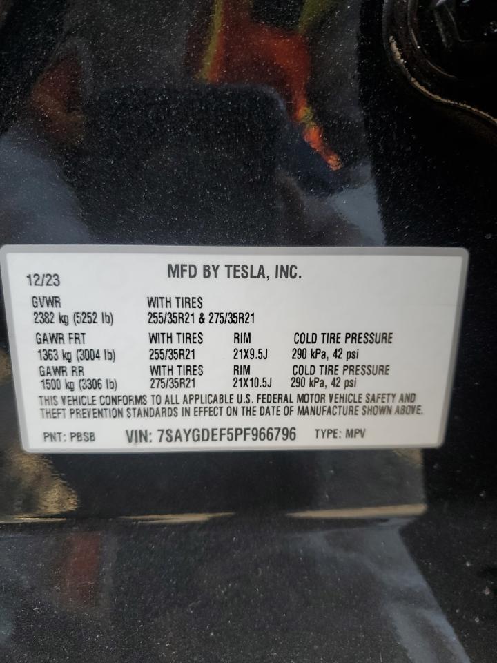 2023 TESLA MODEL Y  VIN:7SAYGDEF5PF966796