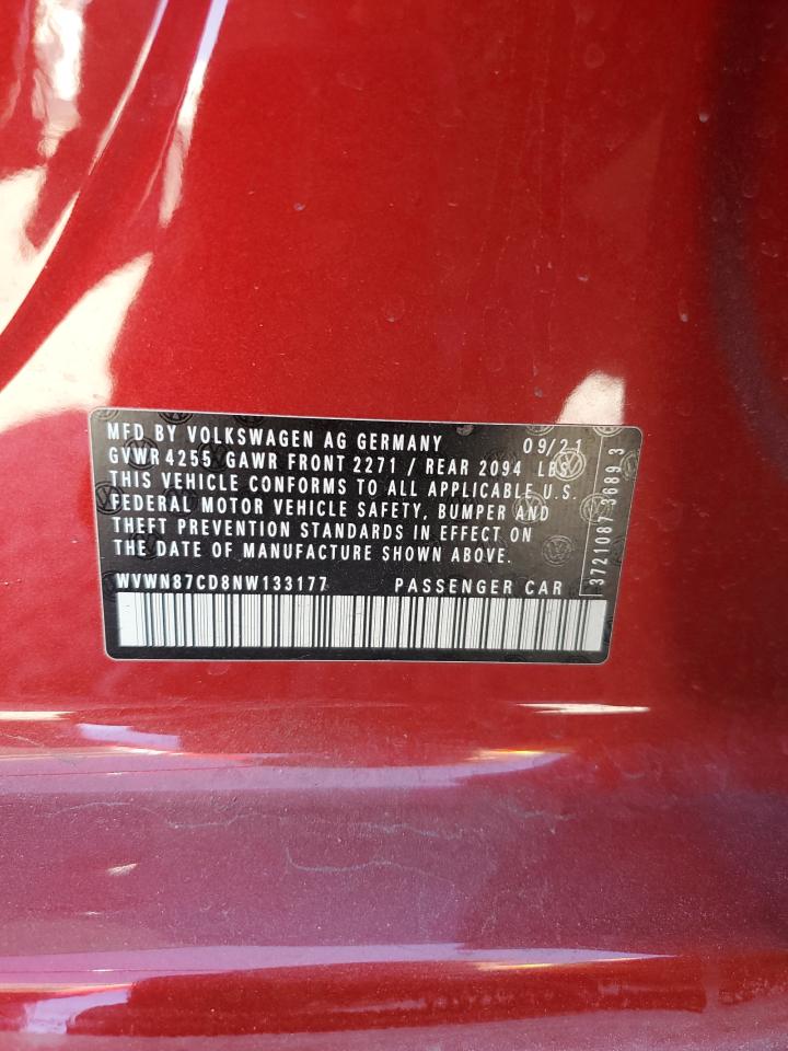 2022 VOLKSWAGEN GTI SE VIN:WVWN87CD8NW133177